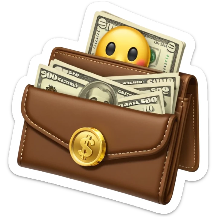 Aviator money emoji, wallet full of cash, casino vibe, premium 3D emoji style, clean, no background
 sticker
