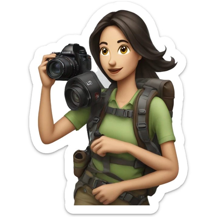 woman photographer fujifilm camera hiking taking photo brunette sticker