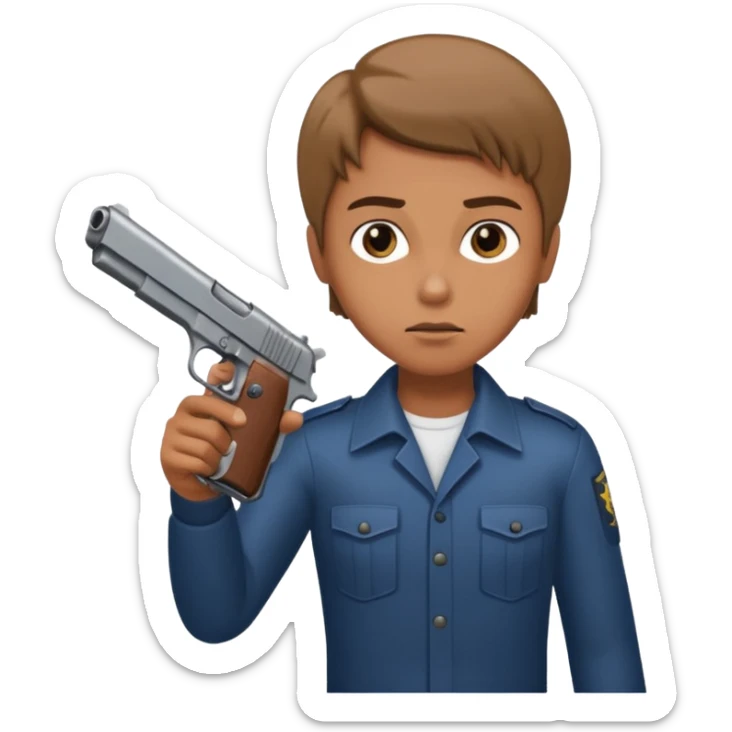 Quiero una carita fachera con una pistola automática en la mano sticker