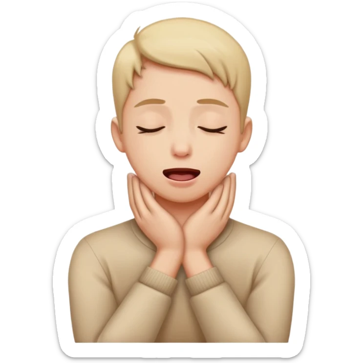 person hold neck crossed hands crossed tongue out eyes closed sticker