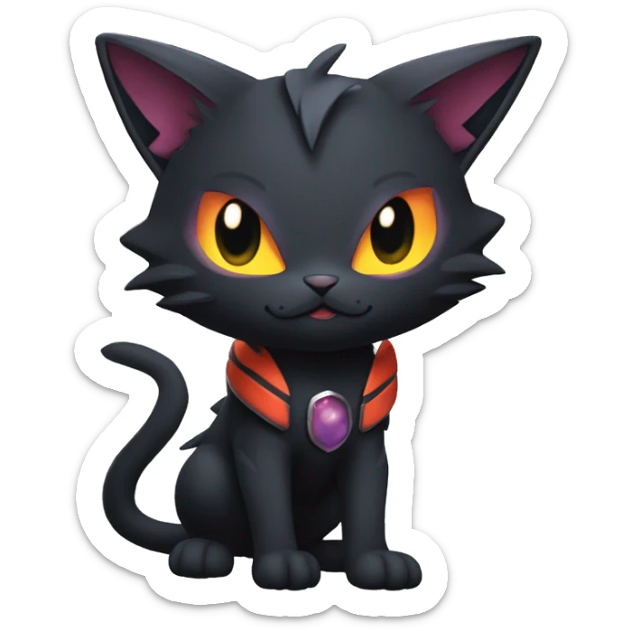 Cool Cute Edgy Black Dark Chibi Cat-Noibat-Noivern-Litten-Pokémon-Fakémon-hybrid sticker