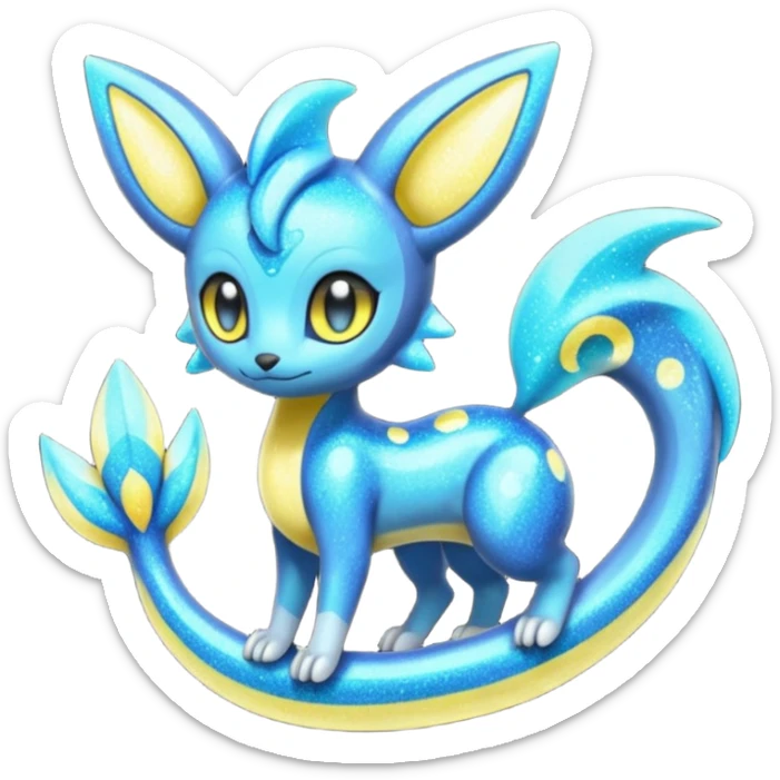 Bioluminescent Nigthly Glittery Shiny Starry Meloetta-Dewott-Salandit-Umbreon-Pokémon-Fakémon-fusion-hybrid-creature sticker
