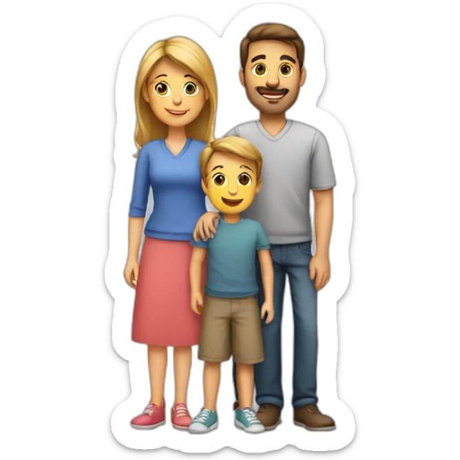 Family with 4, father, mother, teenager boy, small girl sticker