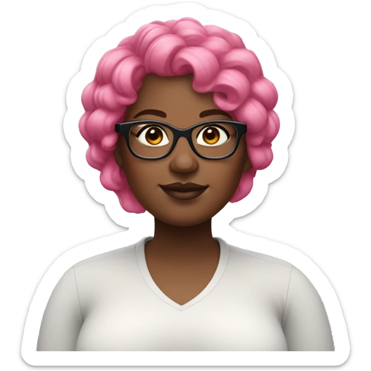 Plus size black woman with pink hair, a black mole, and colorful eyeglasses  sticker
