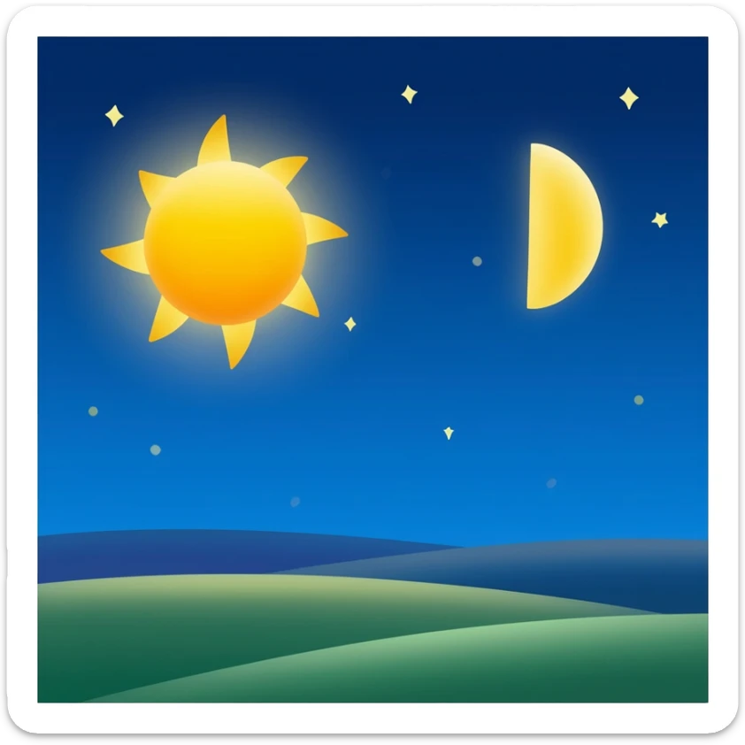 Blue yellow sun moon sticker