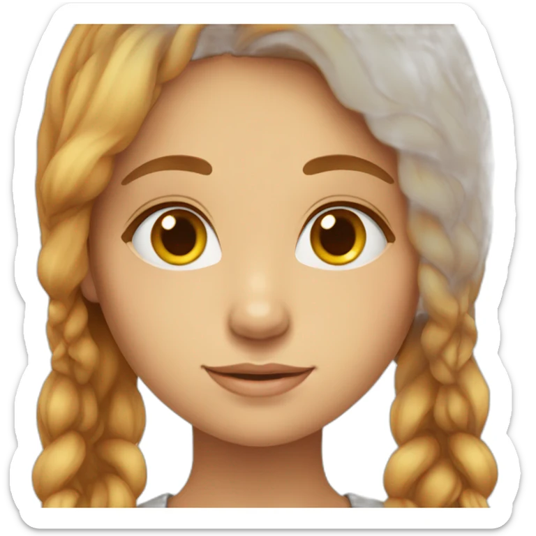 A girl with big brown eyes and long yellow-brown hair, beautiful and delicate in appearance sticker