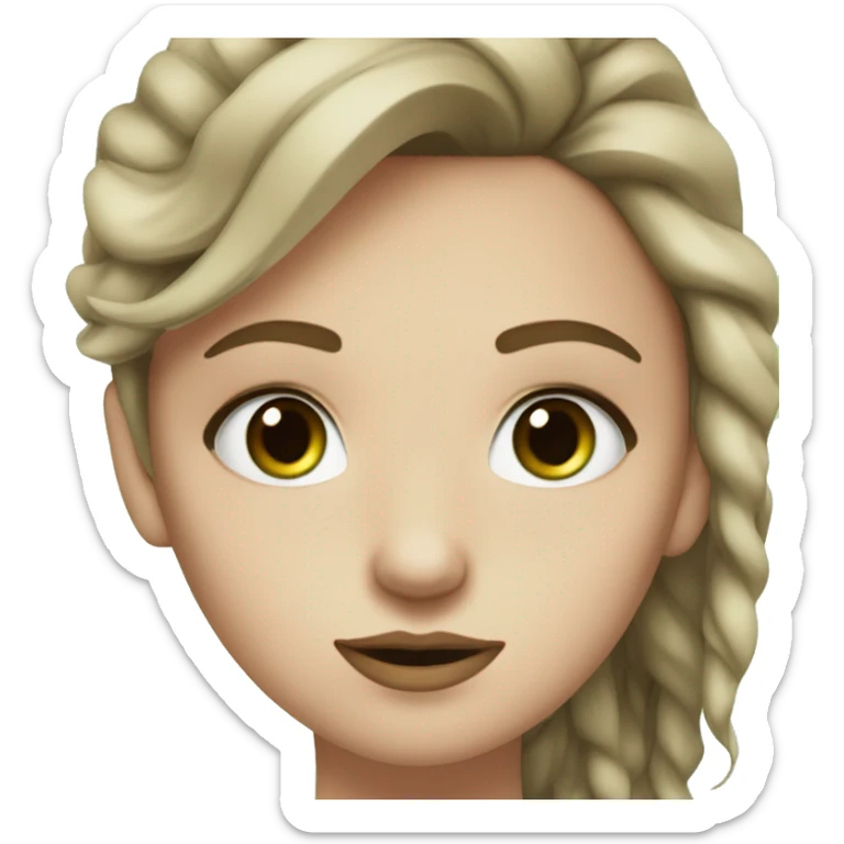 White girl with vawy brown hair green eyes and nose septum piercing sticker