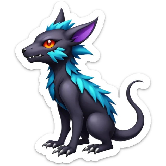 cool edgy colorful dark fantasy animal hybrid Fakemon full body sticker