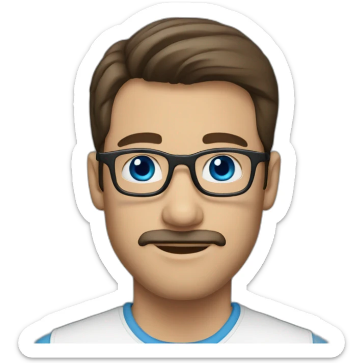 brunette man with blue eyes and glasses and facial hair sticker