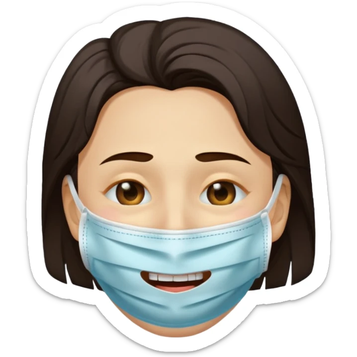 Quiero q sea una carita rota con tristeza q use una máscara q la haga ver feliz sticker