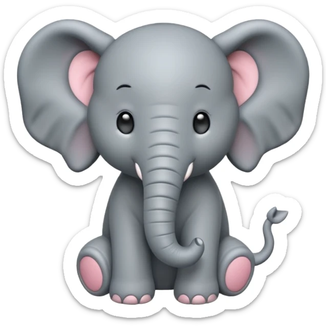 Isolated, breathtakingly vivid and intricately detailed digital illustration of the most incredibly adorable baby Elephant.figurine imaginable, toy style. sticker