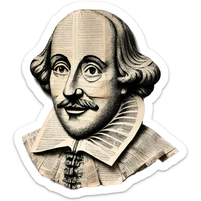Shakespeare made of newspaper cuttings 420 roses flowers sticker