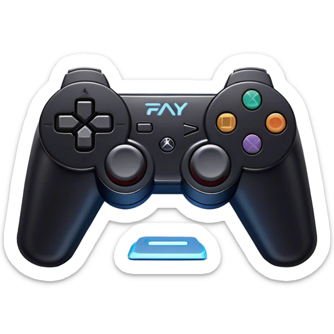 Clash of Clans aesthetic: Cinematic Playful PlayStation 3 Console Portrait Emoji, rendered in a 3D vector-style similar to standard emojis with minimal shading and bold, simplified shapes. A compact, distinct form with signature details, softly glowing with a cutting-edge console technology charm. Simplified yet unmistakably iconic, highly detailed and consistent, glowing with a soft radiance and high shine. Stylized with a touch of technological advancement and a soft glowing outline, capturing the essence of a beloved gaming relic with a friendly, playful manner! sticker