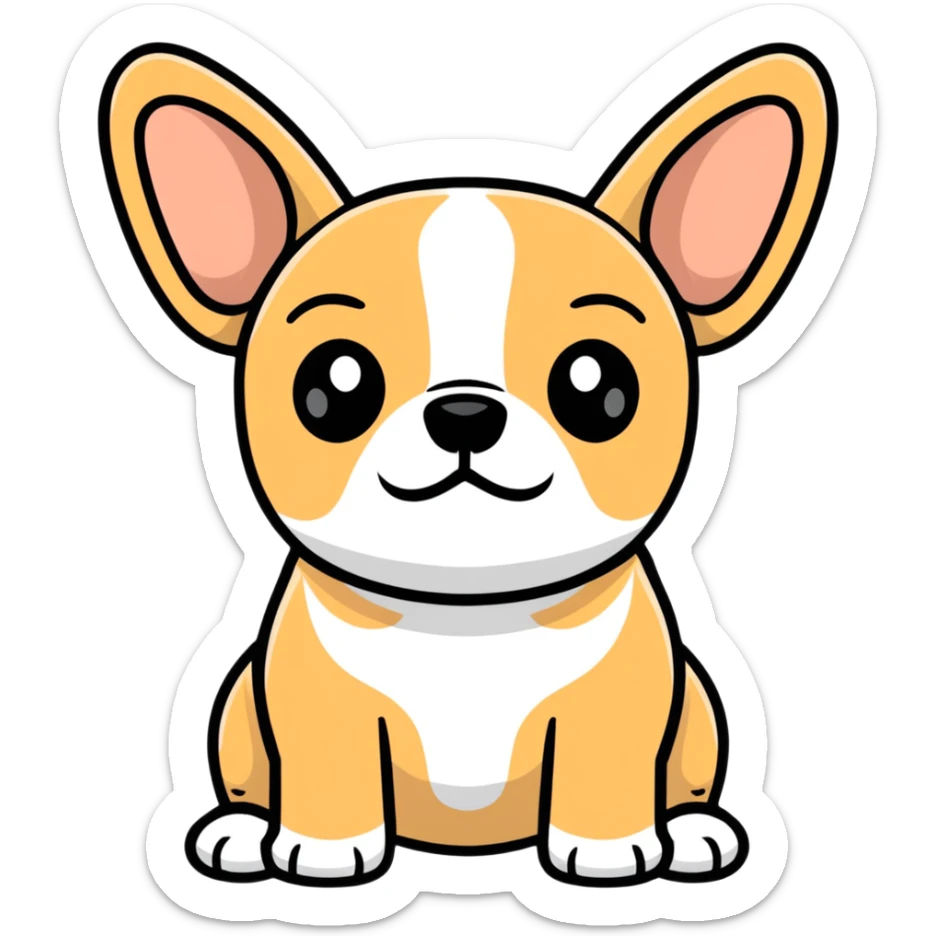 cute tan french bulldog head with characteristic facial features sticker