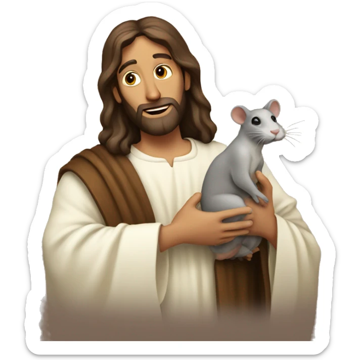 Jesus holding a rat sticker