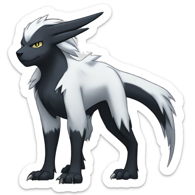 Cool Edgy Absol-Houndoom-Luxray Fakémon Digimon with Edgy markings, full body, outlined sticker