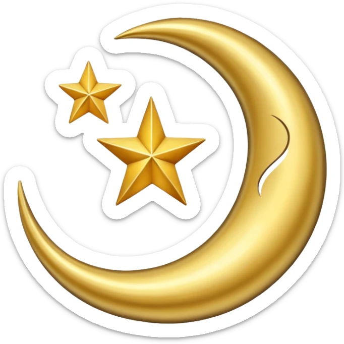 Star and Crescent emoji with black background and no face only star and crescent. sticker