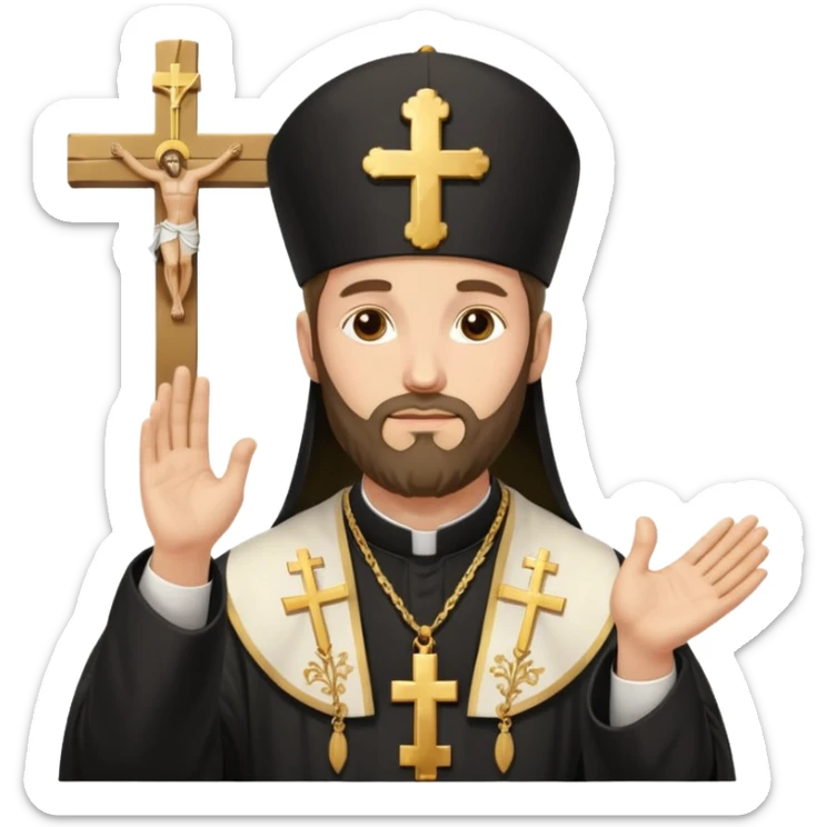 Orthodox Christian priest making the sign of the cross with the movement outlined sticker