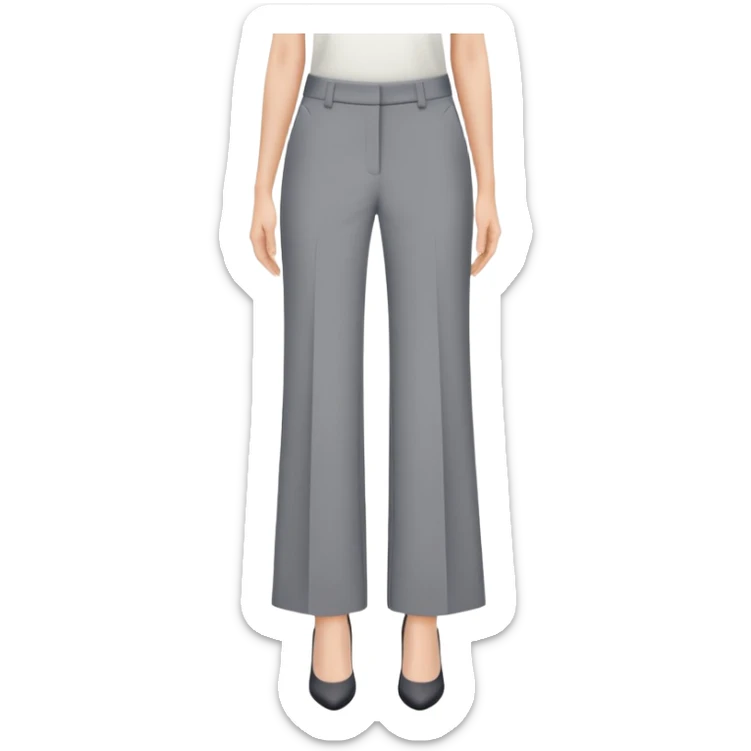 petite gray wide leg tailored pants for women, shorter length, ankle length, for short height woman, dress trousers, only the garment on white background sticker