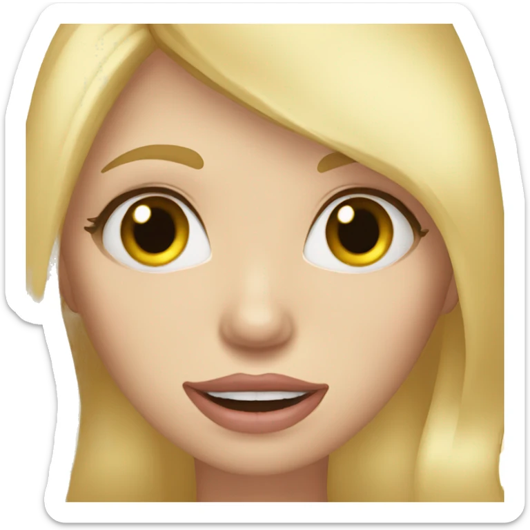 female human blonde hair, hazel eye, sticking tongue out sticker