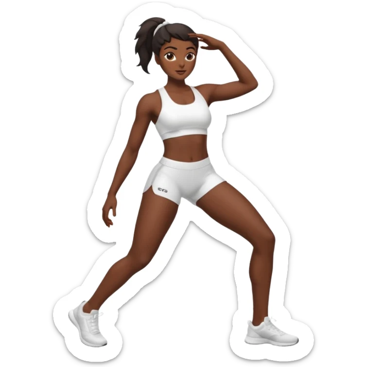 darkskin back woman in white sportswear Fit body focus chin to thigh sticker