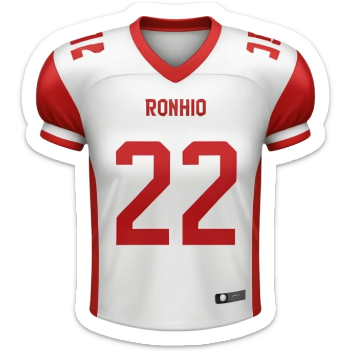 White football jersey turn around with number 22 and my name RONIHO sticker