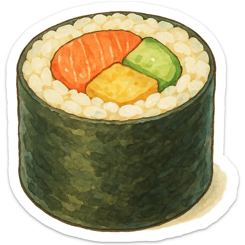 sushi roll in ghibli style sticker
