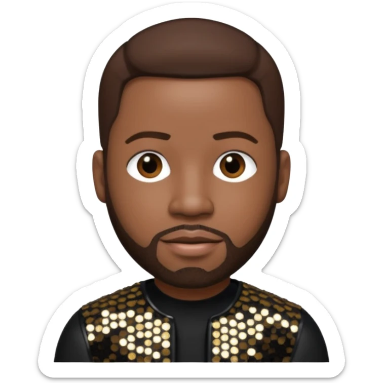 Wanya Morris from Boyz II Men with dark brown hair, black sequin outfit sticker