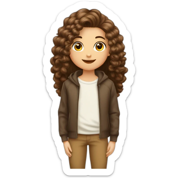 Garçon blanc cheveux marron avec fille marron cheveux long lisse Garçon blanc cheveux marron bouclé couple avec fille marron cheveux long lisse sticker