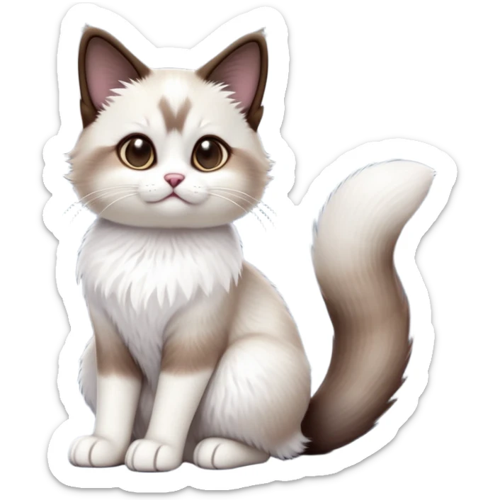 cinematic-[showshoe cat]-realistic-full-body-sitting-emoji,-tail-curled-playfully-around-its-paws,-head-tilted-dramatically,-fluffy-[snowshoe cat]-fur,-simplified-yet-realistic-focused-features,-highly-detailed,-glowing-with-an-almost-sarcastic-glow sticker