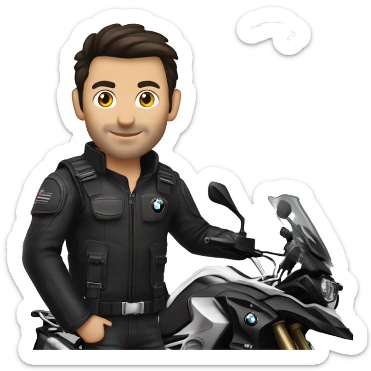 male dark hair no beard and bmw gs 1250 adventure inblack sticker