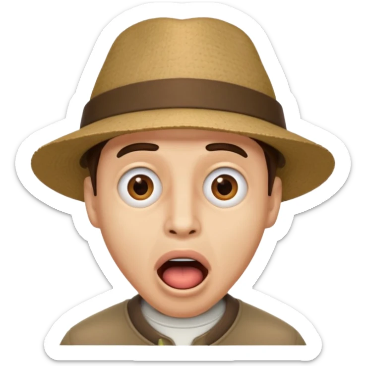 homme créole réunionnais  étonné  bouche ouverte avec chapeau sticker