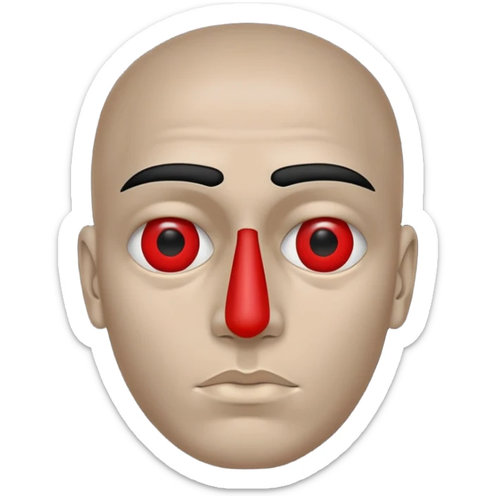 Super idol with only half of his face being visible and he has no eyes but halfway through appears 2 red dots as eyes and super idol is a Cold War (if it was Iraq) color and the background is pitch black  sticker