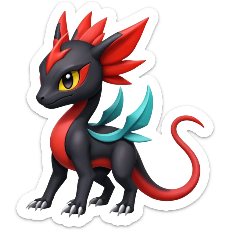 Colorful Cool Badass  Meloetta-Litten-Salandit-Guilmon-Darkrai-Pokémon-Fakémon-fusion-hybrid-creature sticker