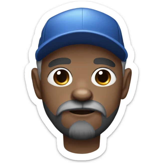 Blue eye Old man with goatee beard ball cap holding black Chihuahua long hair sticker