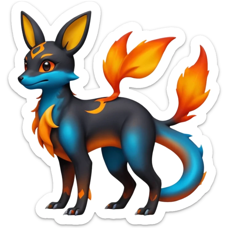 magma-gradients-colored Vernid-Salandit-Umbreon-Flareon-Hybrid (Full body) sticker
