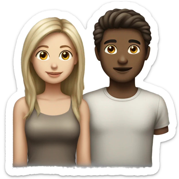 Dark brown hair girl dirty blonde boy couple sticker