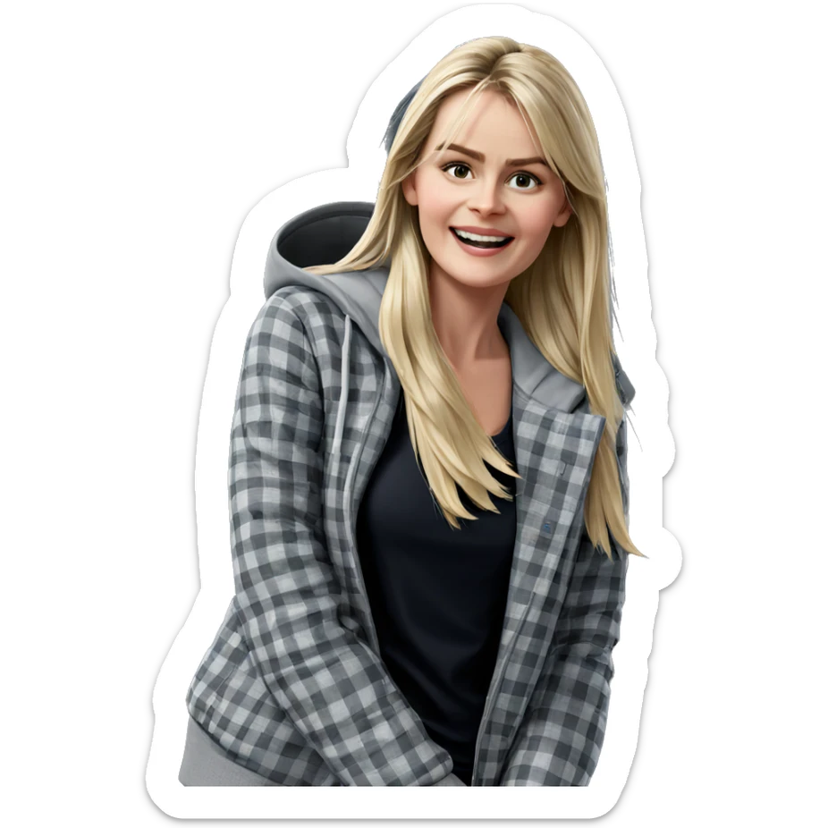 blonde girl in grey jacket sticker