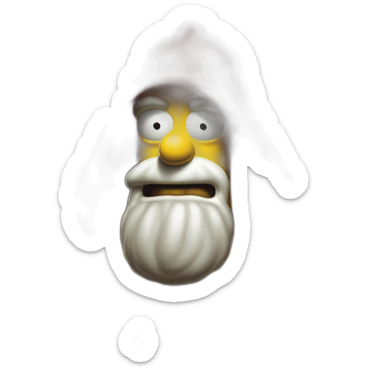 a close up of homer simpson wearing a red cloak, michael whelan and karol bak, by Andrew Ferez, pascal blanche, graphic artist magali villeneuve, mark simonetti sticker