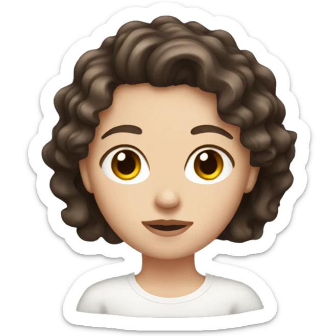 White girl with dark brown wavy hair sticker