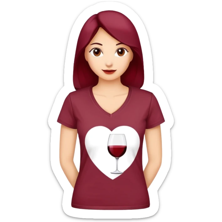 women's wine red cotton t-shirt with V-neck, feminine cut, no background, only the clothing item sticker