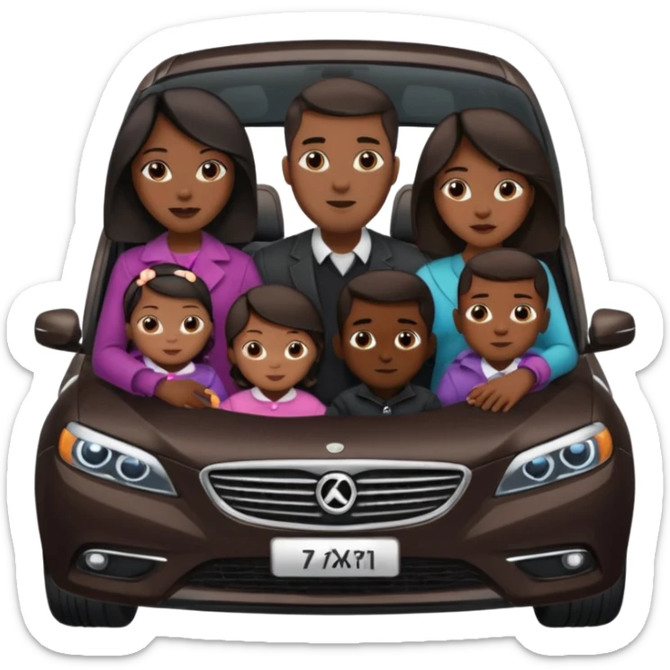 A fam of 7 mom dad big bro big sis middle sis and 2 baby we r black skin coulor and we r fine and baddies in a car sticker