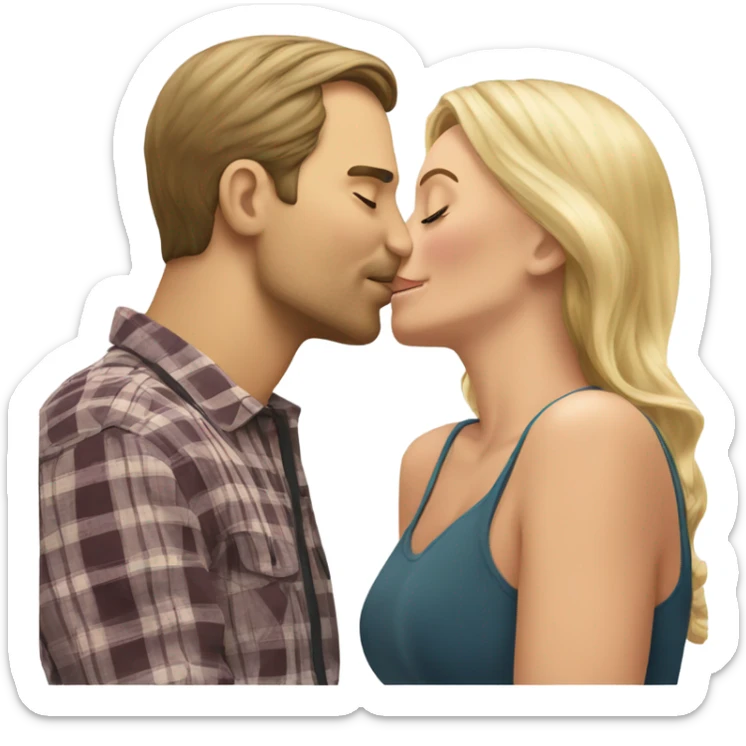 Caucasion male kissing blonde woman  sticker