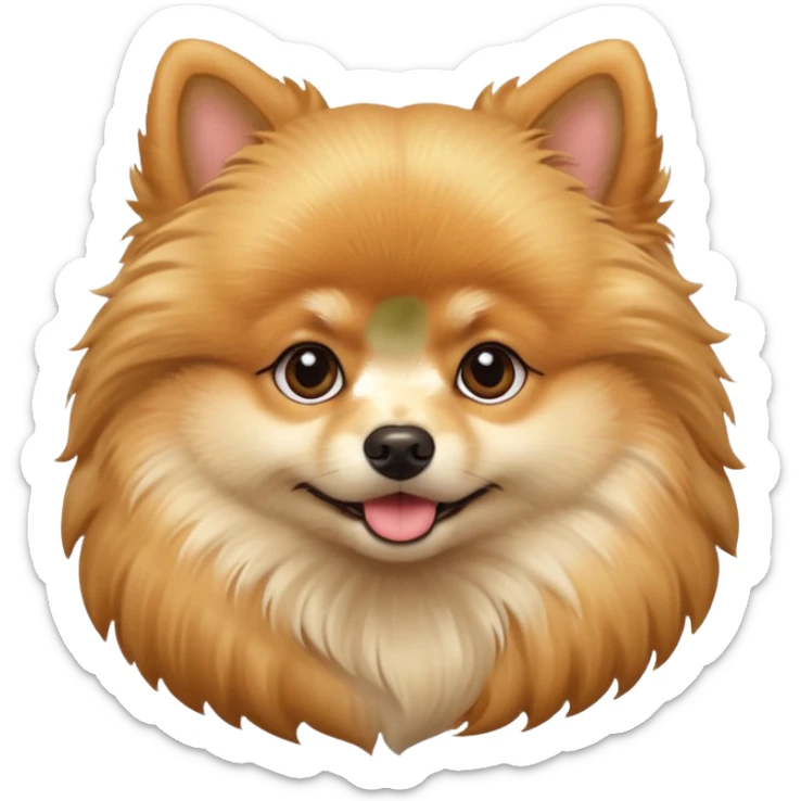 Create a golden pomeranian, all cute and adorable entire  only face and body  sticker