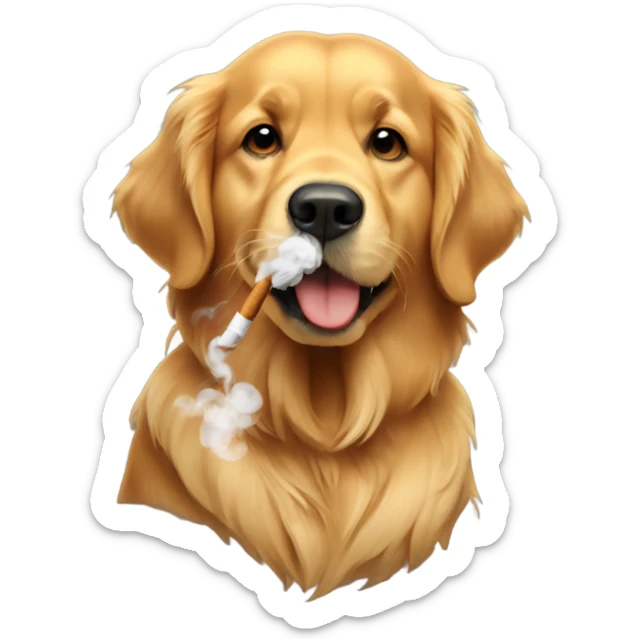 Golden retriever smoking sticker