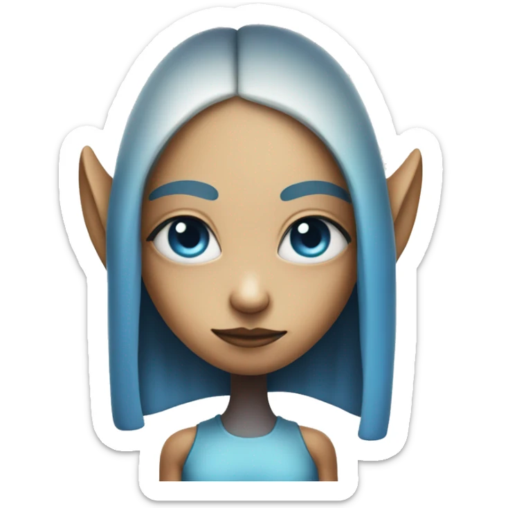 alien girl with crossed arms with orangish face and white and blue horns sticker