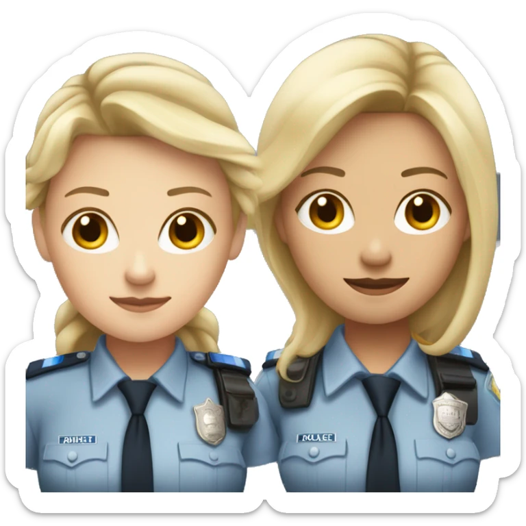 Two police woman (one with long blonde hair and medium skin and the other one with short brown hair and white skin) sticker