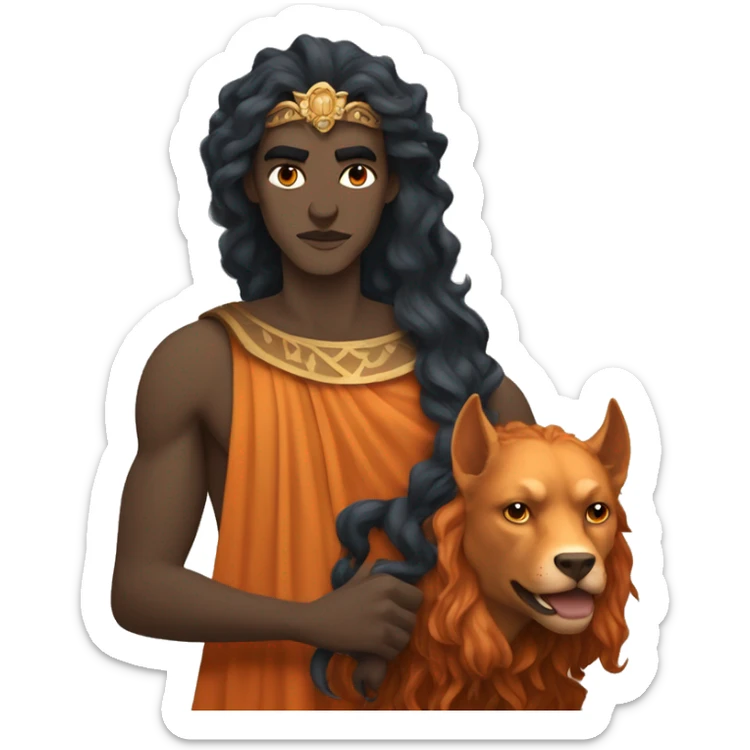 Greek gods Hades with dark hair and Persephone with orange hair sticker