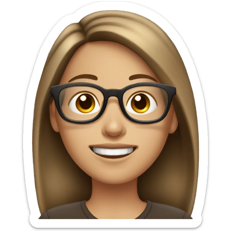 white girl with brown hair and glasses, side profile to the left with her mouth open sticker