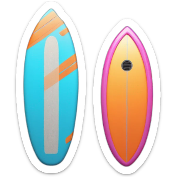 surf board Cartoon Blue and orange smiling and a microphone Cartoon Blue and pink  sticker